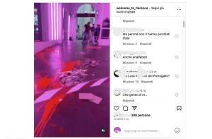 Scritte contro lo Student Hotel di viale Lavagnini, imbrattata con vernice la sala interna / LE IMMAGINI