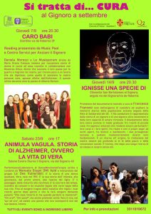Al Gignoro tre eventi per sensibilizzare il tema dell'Alzheimer