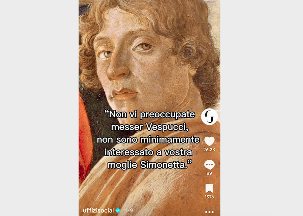 Uffizi social: il museo vola su Tik Tok, oltre 2 milioni e mezzo di 'like'