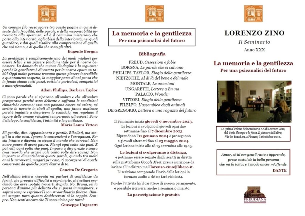Seminario "La memoria e la gentilezza. Per una psicanalisi del futuro"