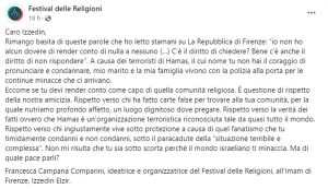 La moglie del console di Israele critica l’imam: “Non mi risulta tu sia sotto scorta”