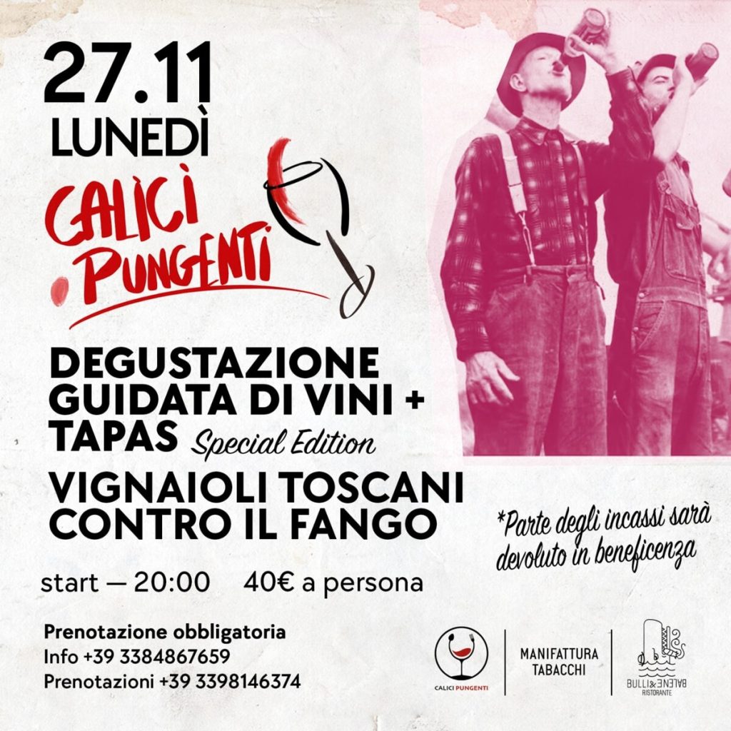 Alluvione del 2 novembre: alla Manifattura Tabacchi serata a sostegno di tre realtà vinicole toscane