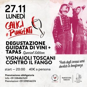 Alluvione del 2 novembre: alla Manifattura Tabacchi serata a sostegno di tre realtà vinicole toscane 