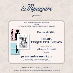 "Donne di stile": presentazione dell'ultimo libro di Chiara Pasqualetti Jhonson alla Menagere di Firenze