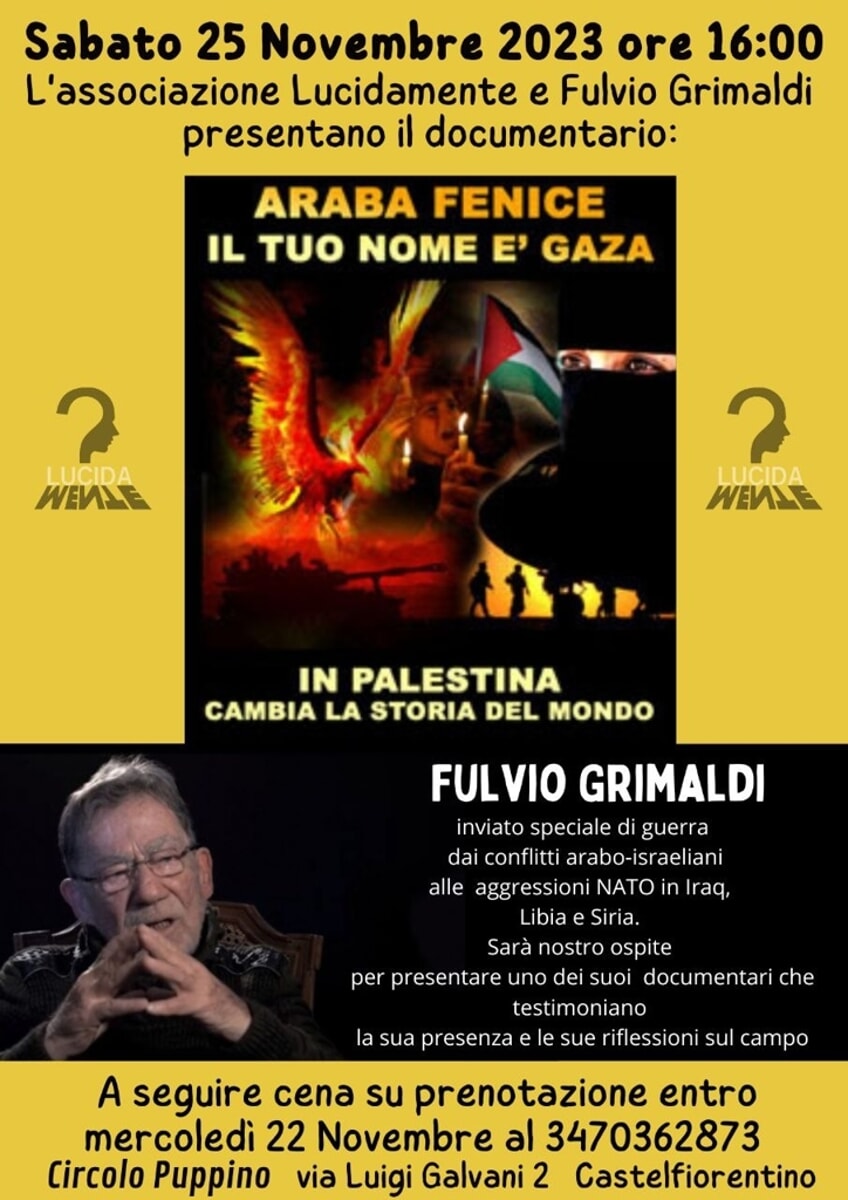 Film e incontro con il regista Fulvio Grimaldi, inviato di guerra dai conflitti arabo-israeliani
