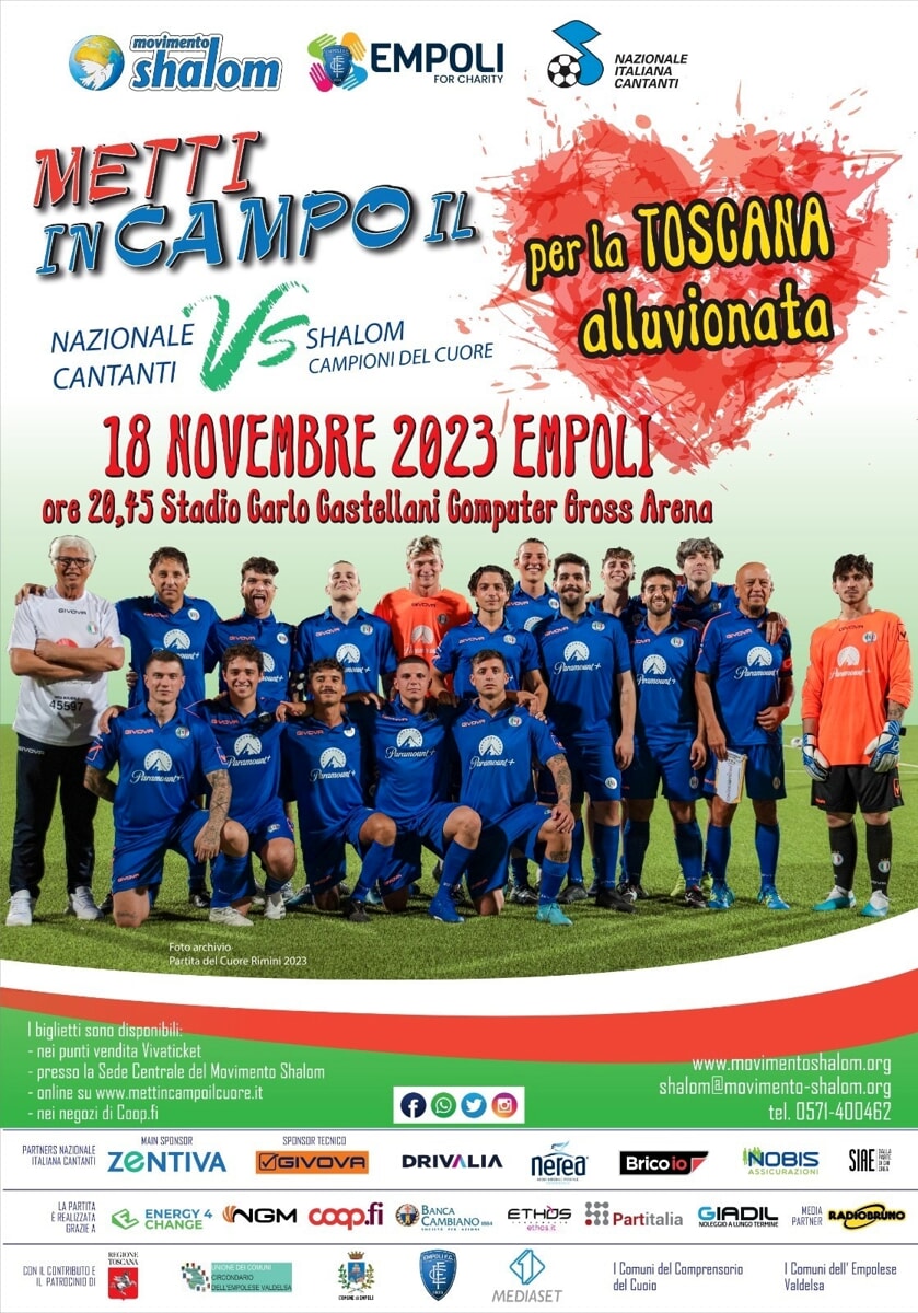 A Empoli torna "Metti in campo il cuore": partita di beneficenza al Castellani per aiutare la Toscana alluvionata