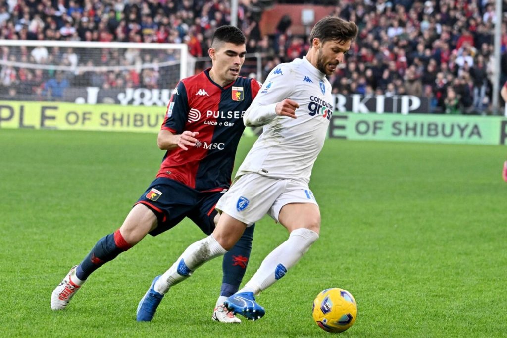 Cancellieri risponde a Malinovskyi: tra Genoa ed Empoli è 1-1