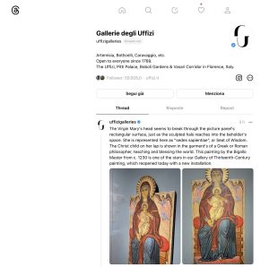 Le Gallerie degli Uffizi conquistano Threads: già 60 mila follower