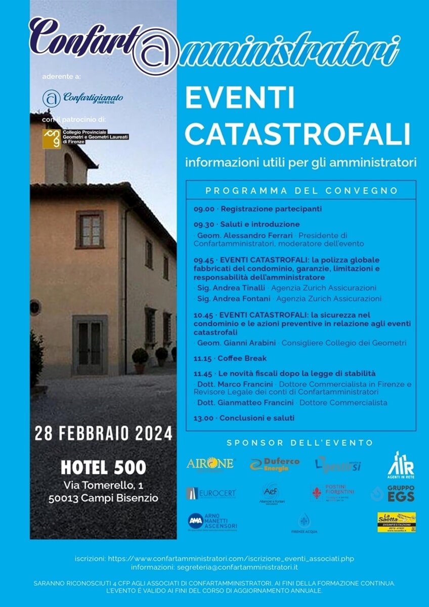 Condominio: Confartamministratori organizza un convegno sui nuovi rischi e le coperture