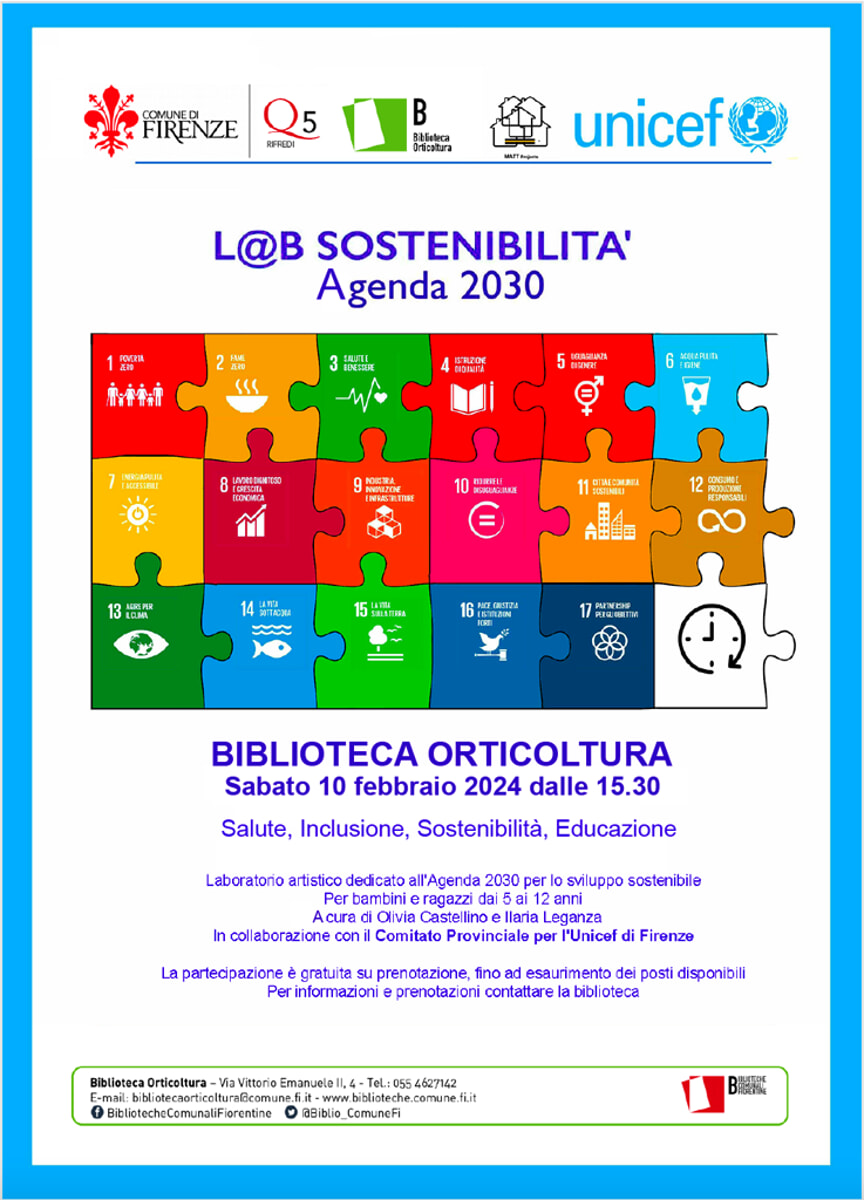 L@B sostenibilità - Agenda 2030, progetto artistico Unicef (a cura di Olivia Castellino, presidente, e Ilaria leganza, docente d'arte)