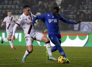 Empoli-Bologna 0-1, gol e highlights: il muro degli azzurri crolla nel finale