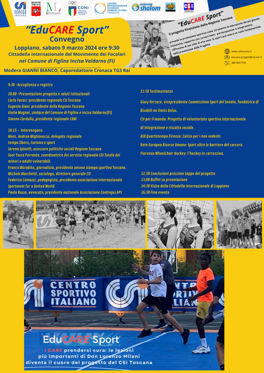 Lo sport che fa crescere: sabato 9 marzo a Loppiano il convegno “EduCARE sport”