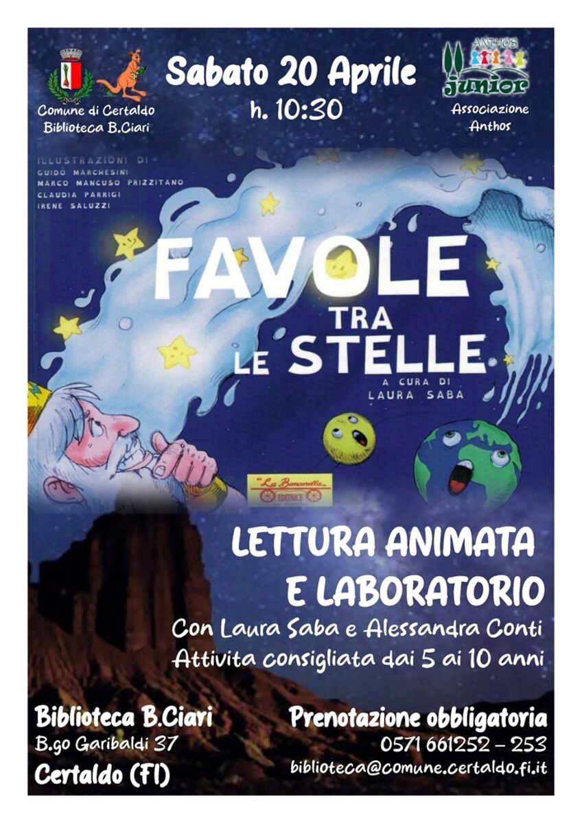 “Favole tra le stelle”, lettura animata e laboratorio con Laura Saba e Alessandra Conti