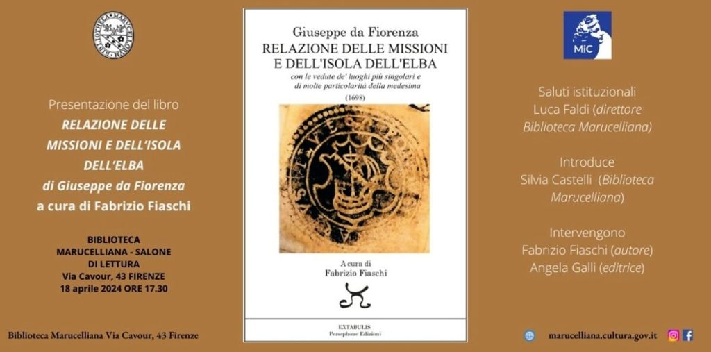 Presentazione del libro di Giuseppe da Fiorenza: "Relazione delle missioni e dell’Isola dell'Elba"
