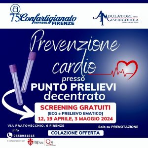 Salute: venerdì la prima giornata di screening cardio grazie alla collaborazione ambulatori Misericordia - Confartigianato Firenze