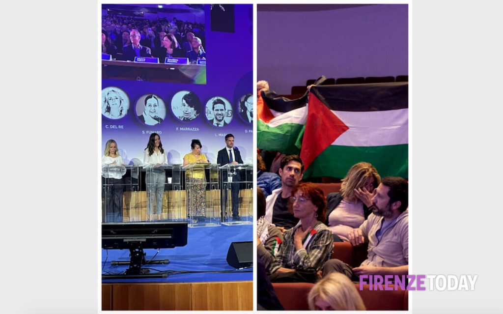 Al dibattito tra candidati contestata Sara Funaro: "Palestina libera" / FOTO