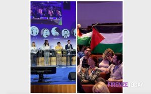 Al dibattito tra candidati contestata Sara Funaro: "Palestina libera" / FOTO