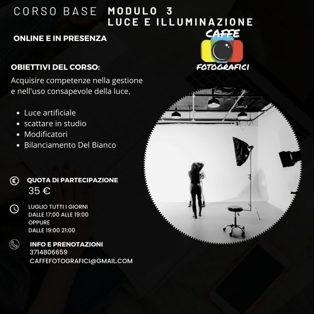 Corso base di fotografia online e in presenza