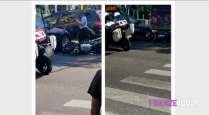 Grave incidente con centauro, coinvolta auto dei carabinieri / FOTO