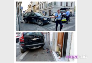 Auto senza freno a mano 'scivola' per quaranta metri e si schianta sul marciapiede / FOTO