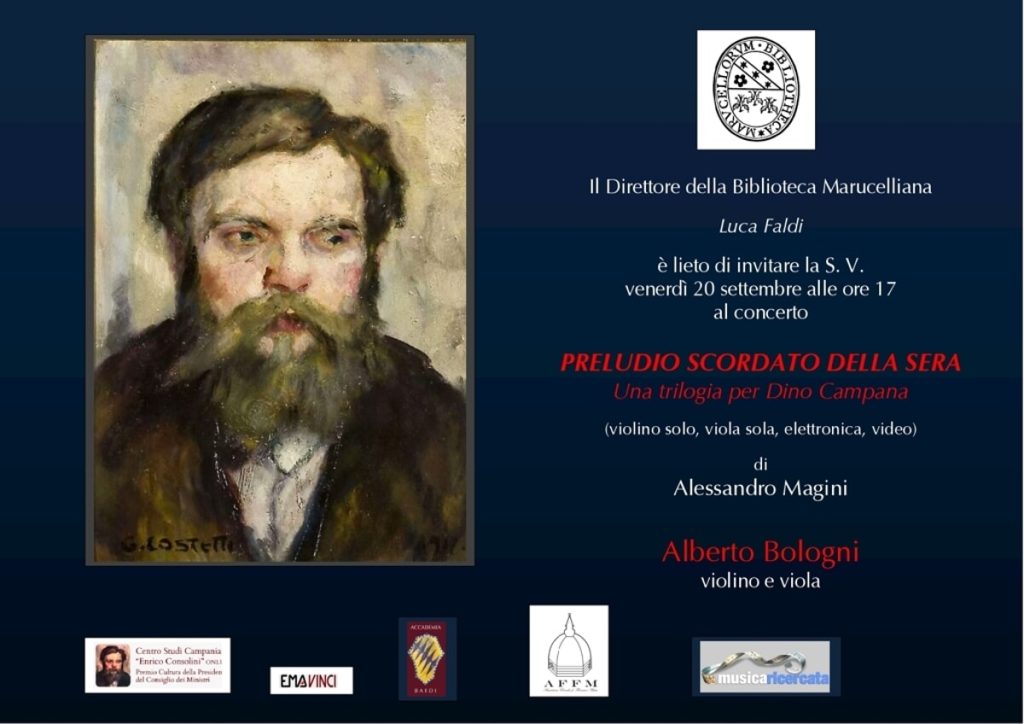 Concerto "Preludio scordato della sera", trilogia per Dino Campana