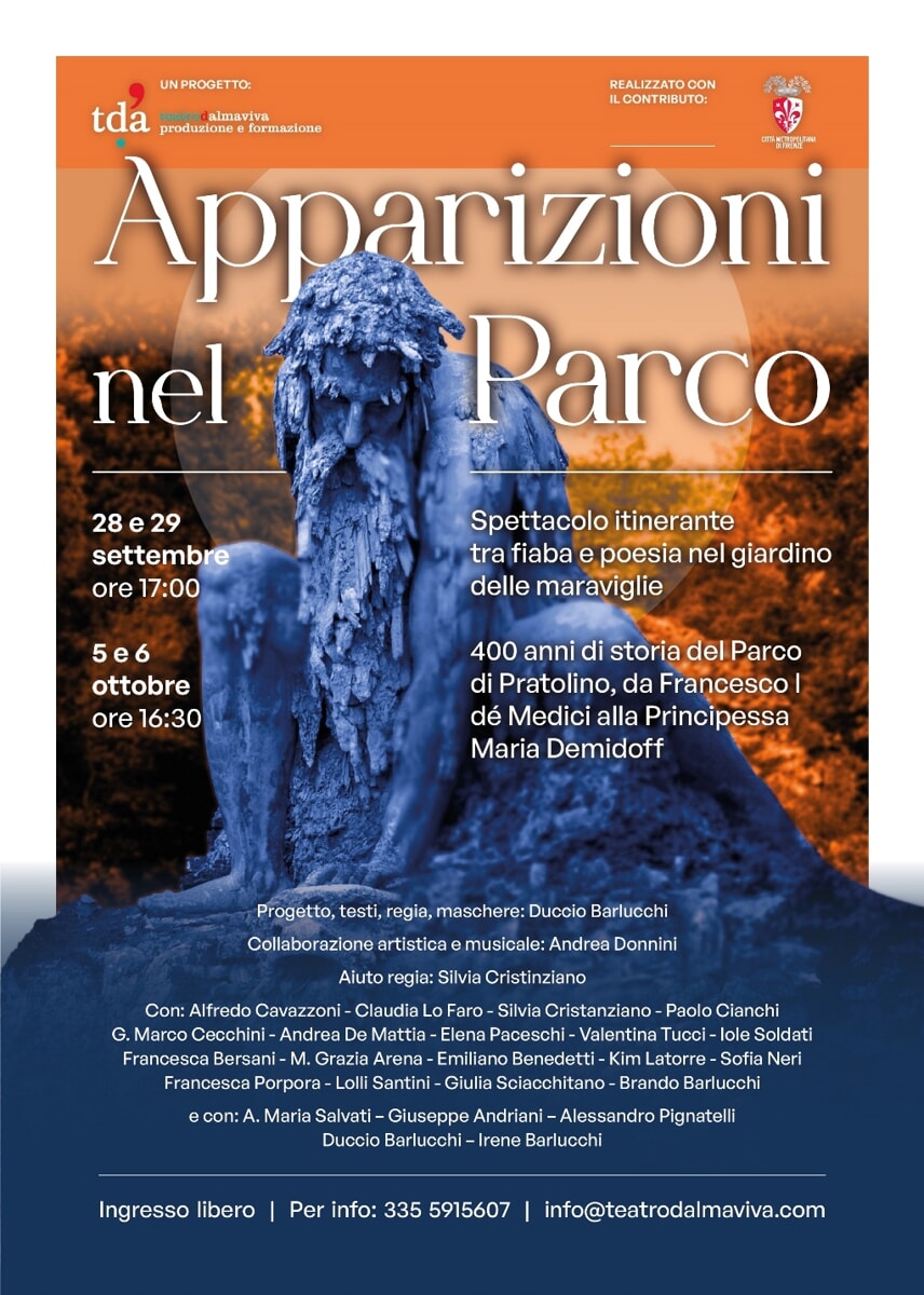 "Apparizioni nel parco": spettacolo visionario itinerante tra storia, fantasie e poesia al parco di Pratolino