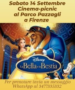 Programma Cinema-picnic al Parco Pazzagli a Firenze. "La bella e la bestia" e "Omaggio a Stanlio e Ollio"