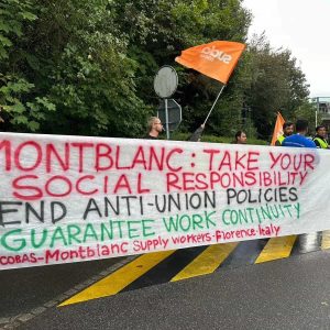 'Shame in Italy': la lotta dei lavoratori Montblanc arriva a Ginevra / FOTO