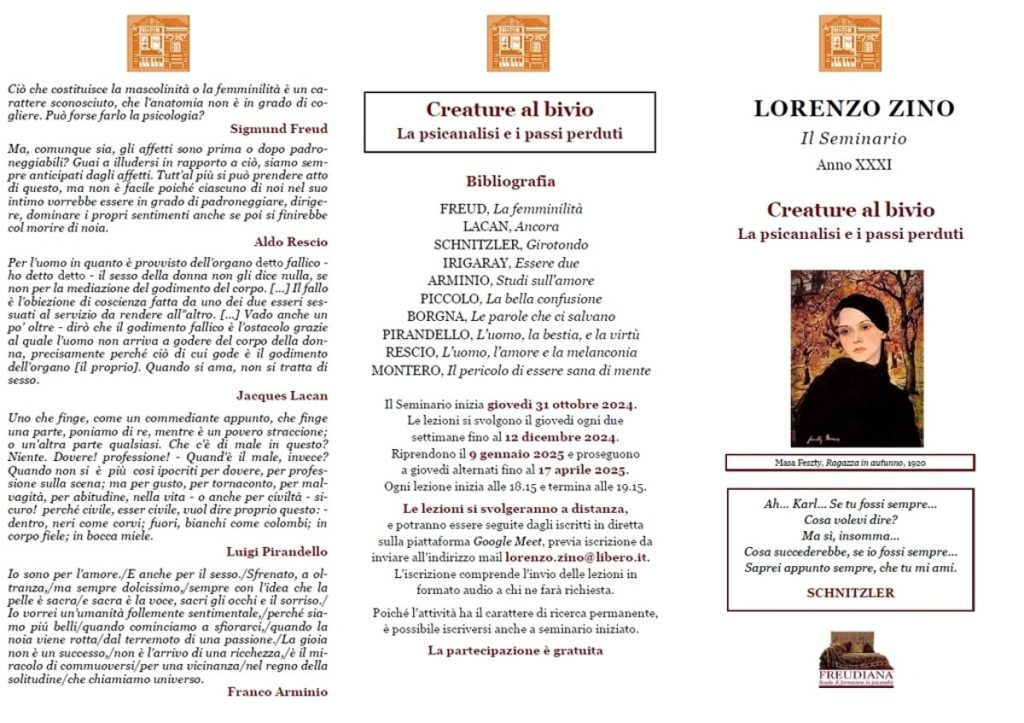 Seminario "Creature al bivio. La psicanalisi e i passi perduti"