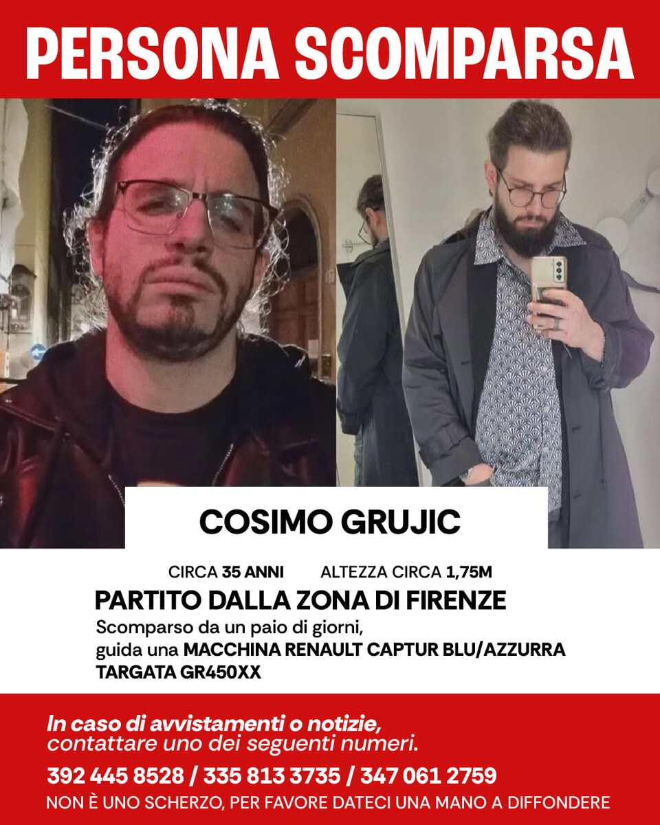 Uomo scomparso: da due giorni non si hanno notizie di Cosimo