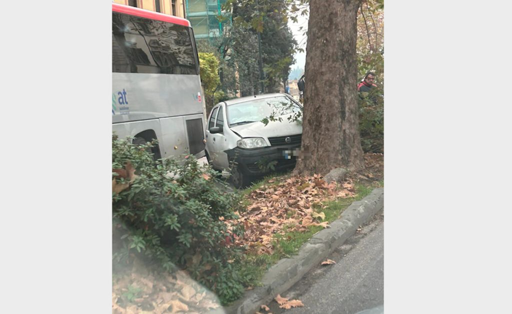 Auto contro un albero e traffico bloccato / FOTO