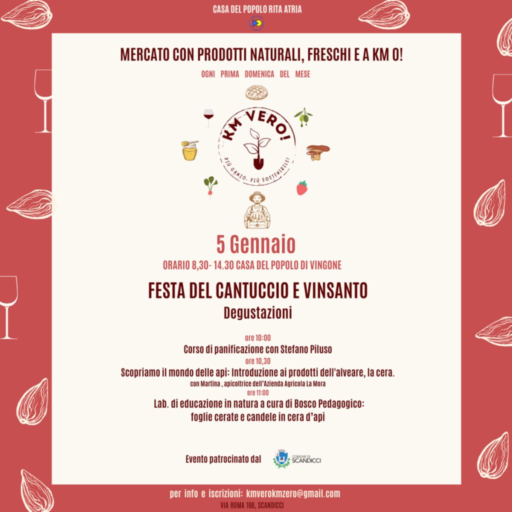 Mercato kmvero, festa del cantuccio e del vinsanto