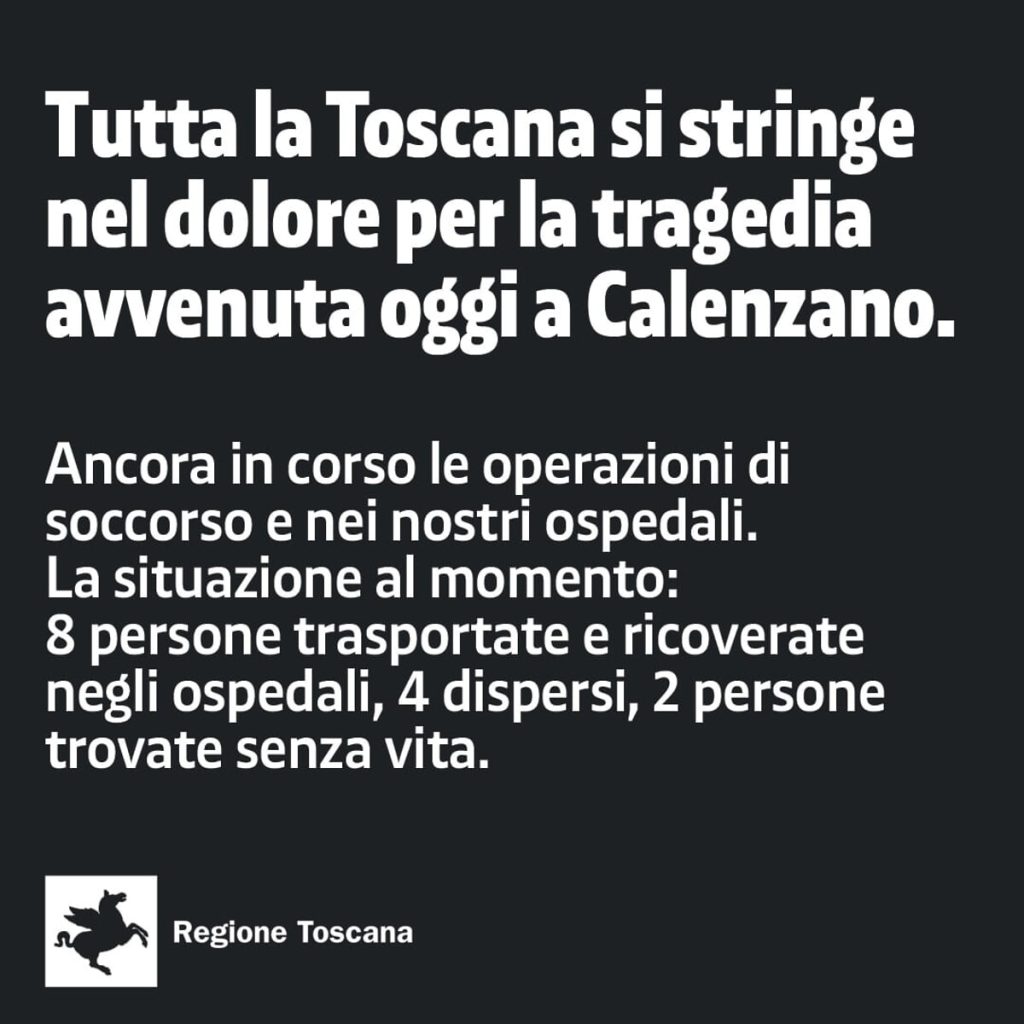 Esplosione Calenzano, la Regione: "Ci stringiamo nel dolore"