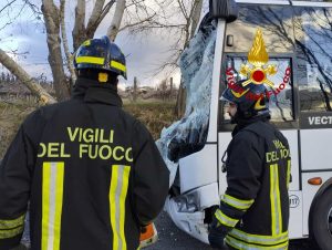 Scuolabus colpito da un albero / FOTO