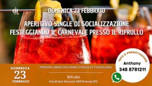 Aperitivo single di socializzazione festeggiando il Carnevale presso il Rifrullo