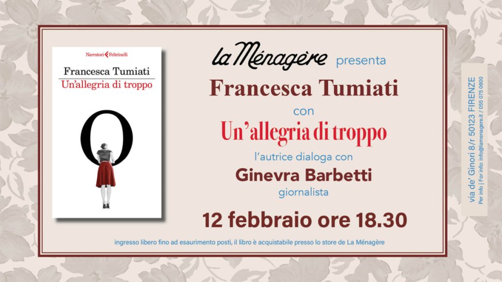 Francesca Tumiati presenta "Un'allegria di troppo"
